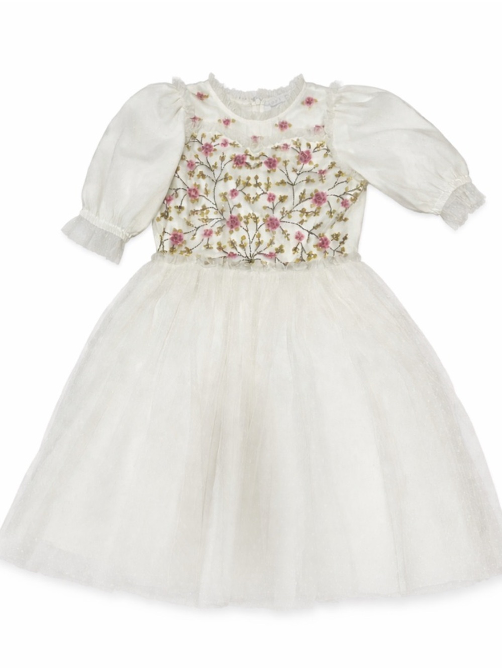 Ivy City Co White Floral Sequin Girls Top